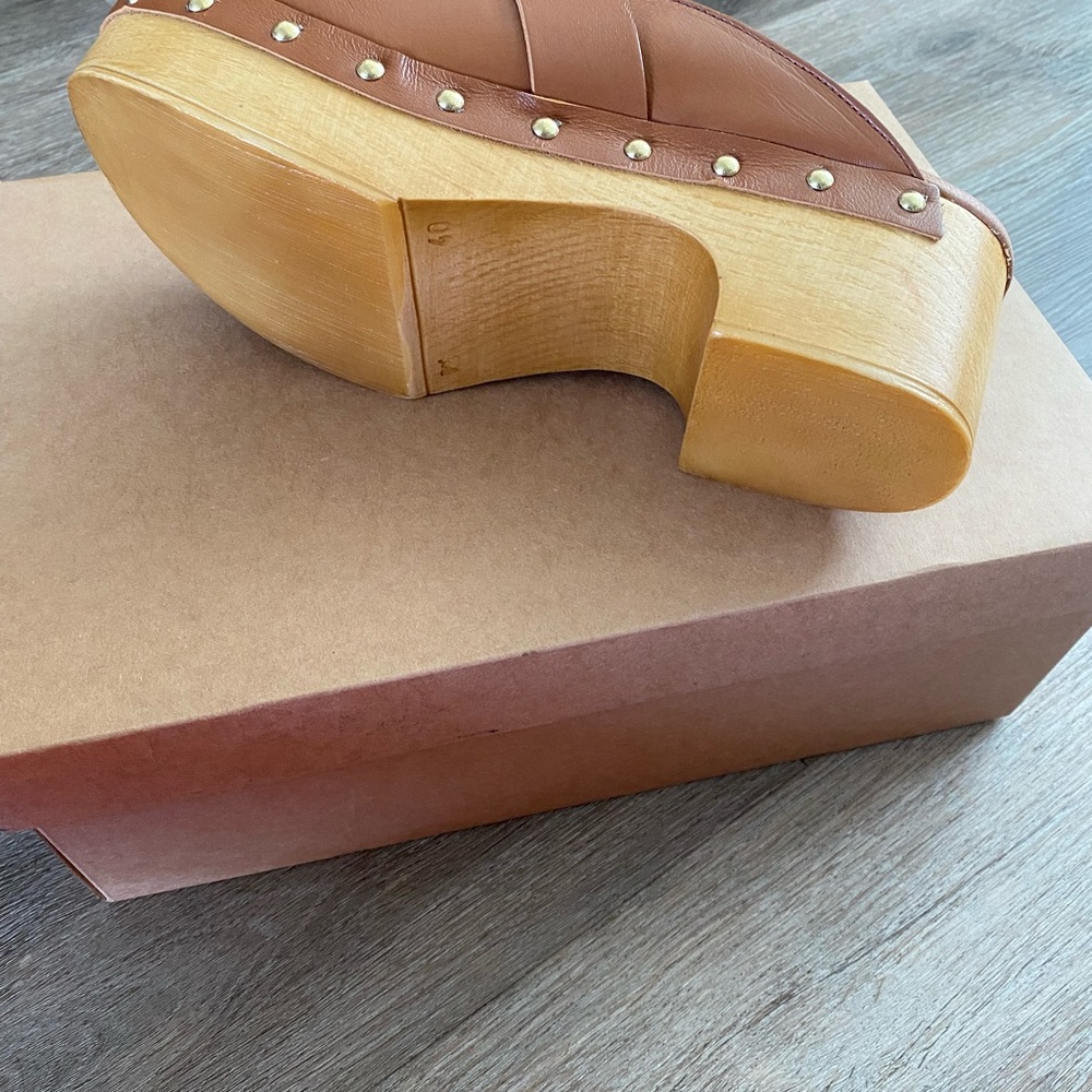 Anthropologie Tan Loafer Clog with Studded Trim - Picture 6 of 8